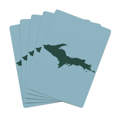 Michigan Upper Peninsula Poker Cards (Opal Blue w/ Green UP Outline)