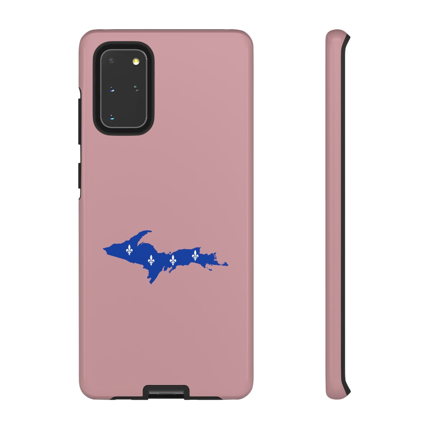 Michigan Upper Peninsula Tough Phone Case (Cherry Blossom Pink w/ UP Quebec Flag Outline) | Samsung & Pixel Android