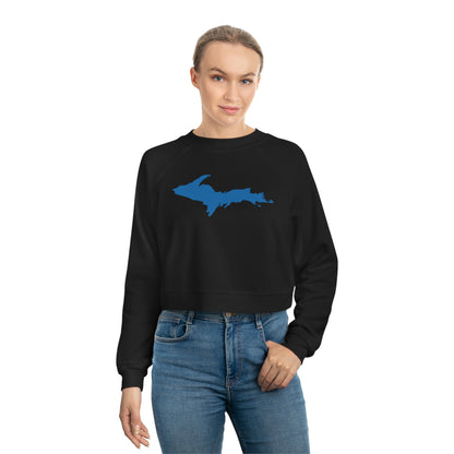 Michigan Upper Peninsula Sweatshirt (w/ Azure UP Outline) | Cropped Mid-Length