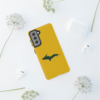 Michigan Upper Peninsula Tough Phone Case (Gold w/ Green UP Outline) | Samsung & Pixel Android