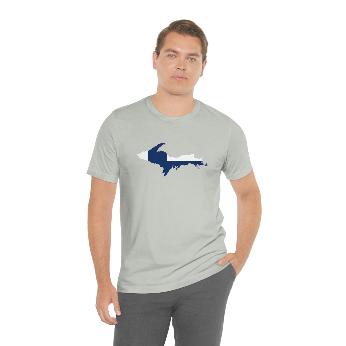 Michigan Upper Peninsula T-Shirt (w/ UP Finland Flag Outline) | Unisex Standard Fit