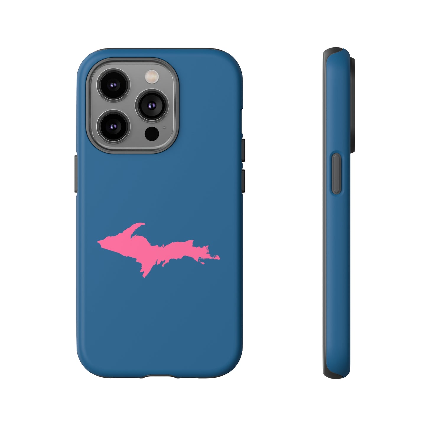 Michigan Upper Peninsula Tough Phone Case (Blueberry w/ Pink UP Outline) | Apple iPhone