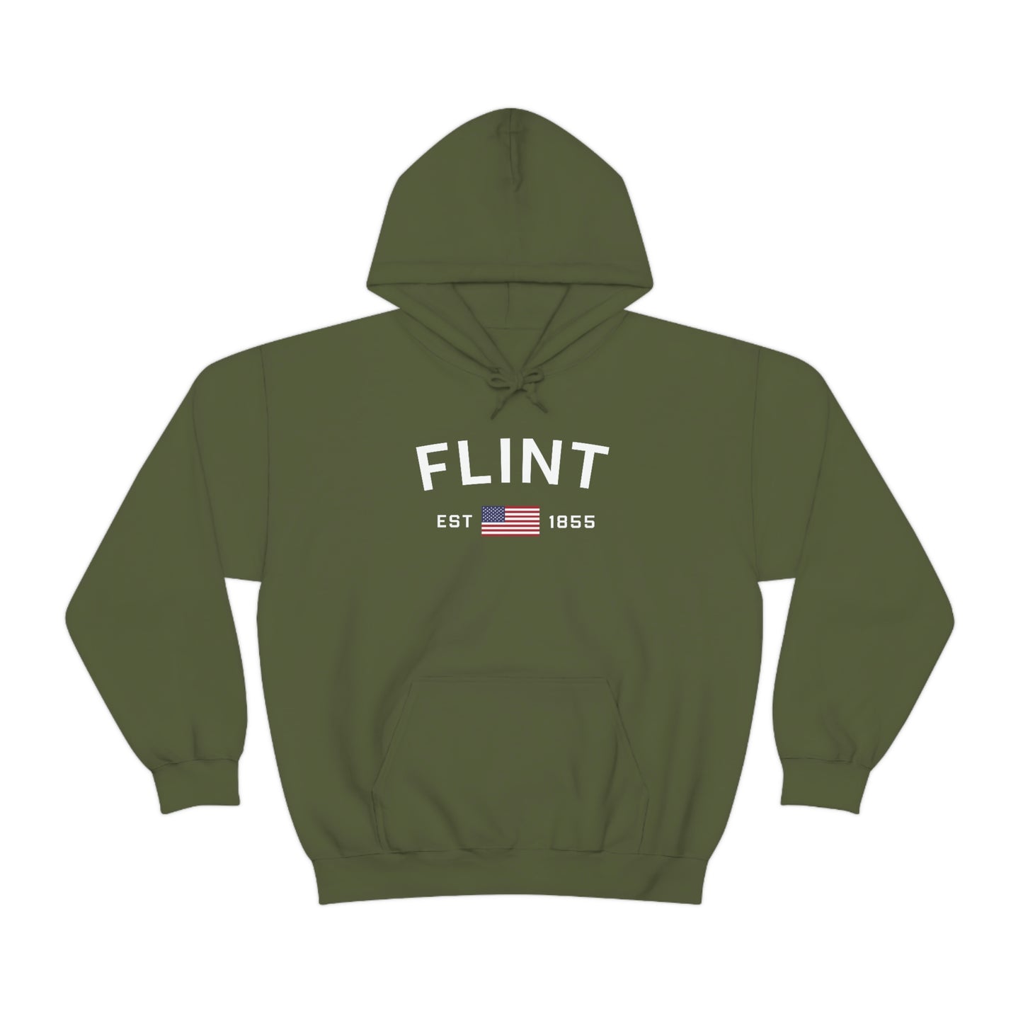 'Flint EST 1855' Hoodie (w/USA Flag Outline) | Unisex Standard