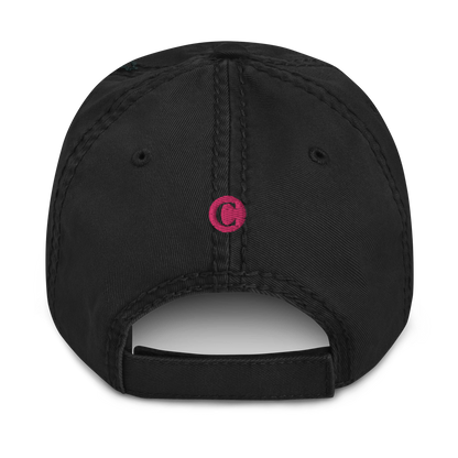 Detroit 'Old French D' Distressed Dad Hat (w/ Side Design) | Pink Embroidery