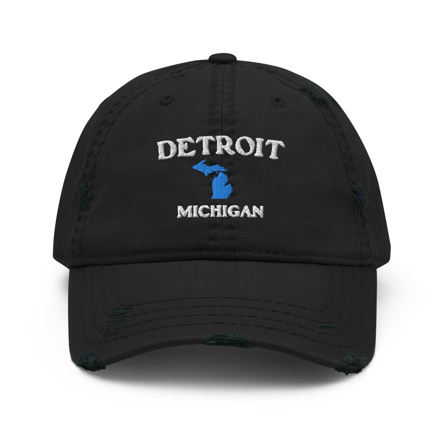 'Detroit Michigan' Distressed Dad Hat (w/Michigan Outline)