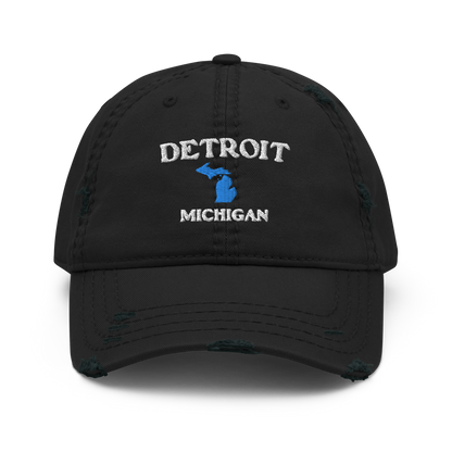 'Detroit Michigan' Distressed Dad Hat (w/Michigan Outline)