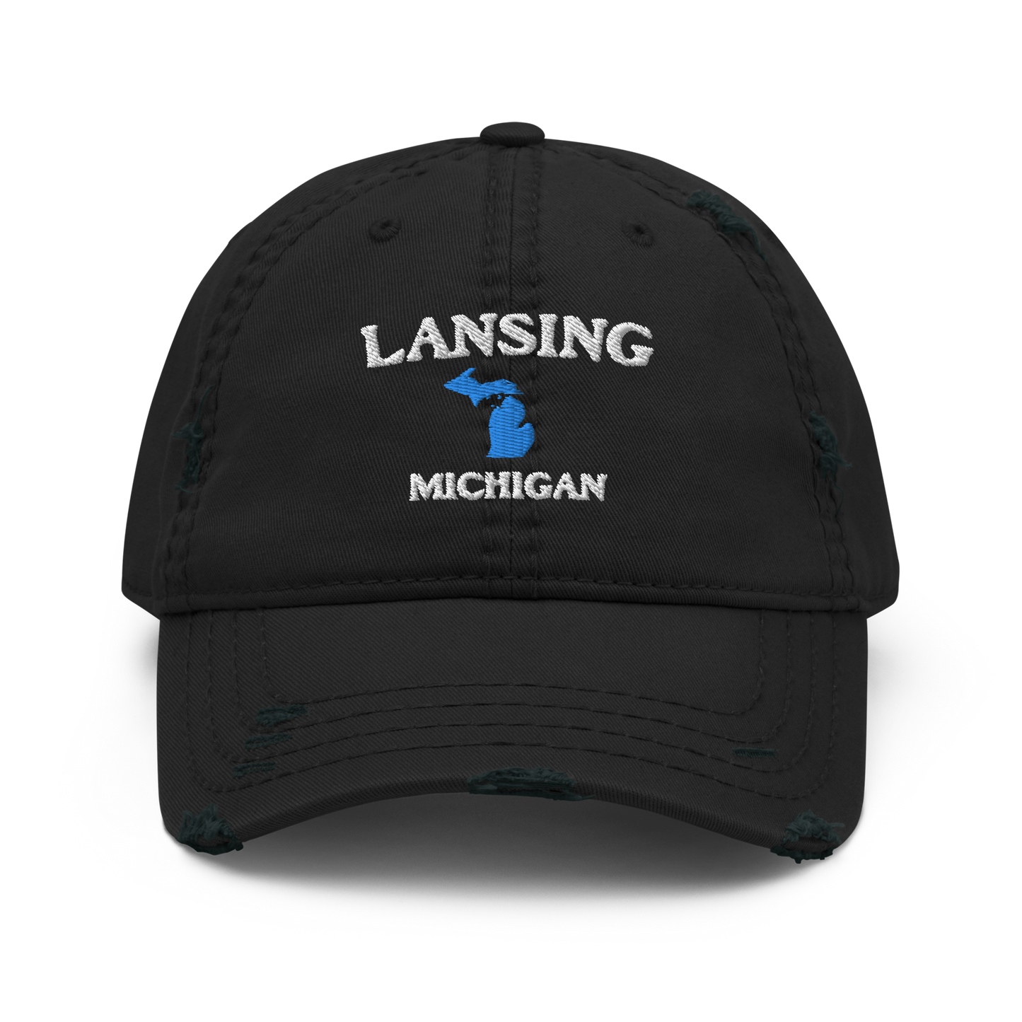 'Lansing Michigan' Distressed Dad Hat (w/ Michigan Outline)