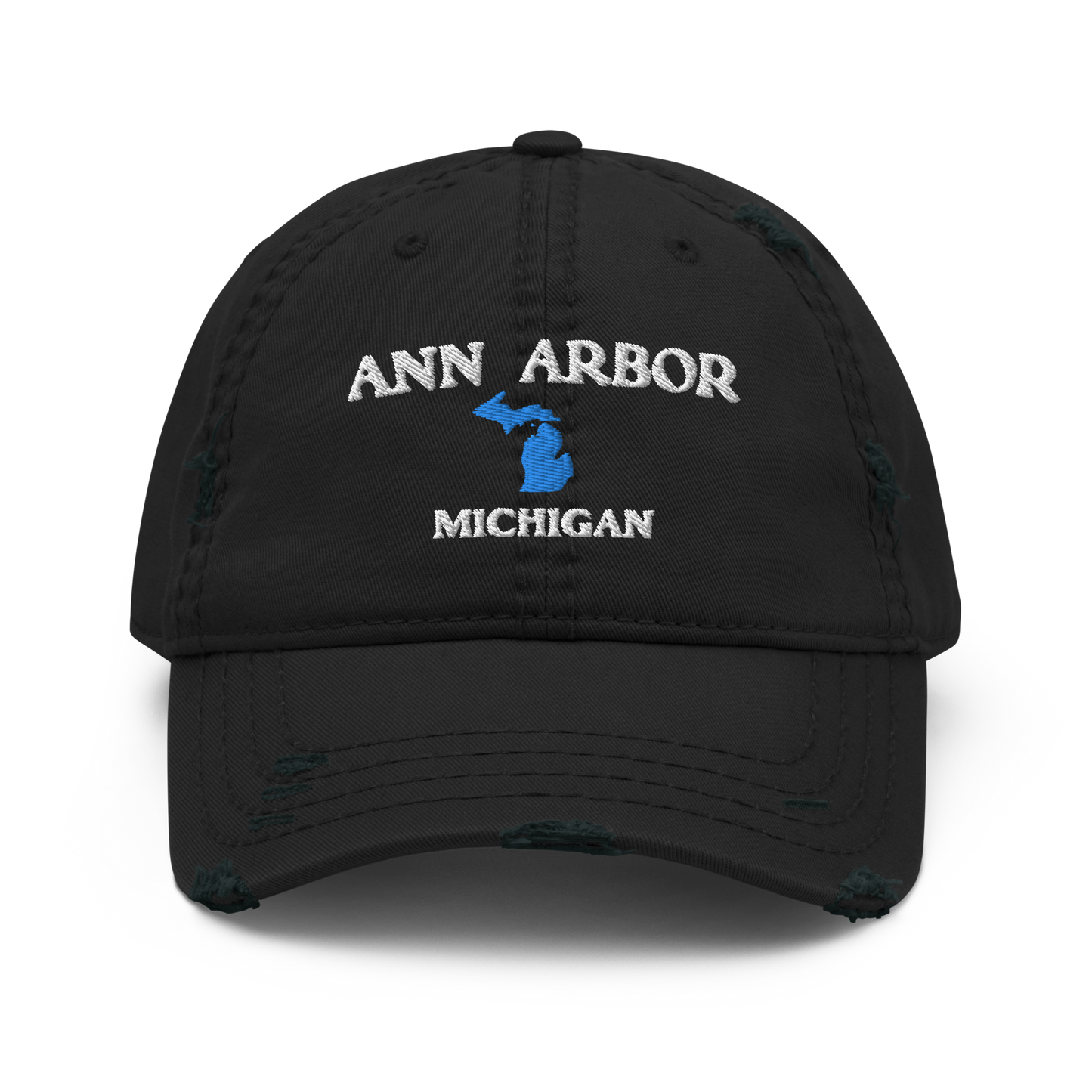 'Ann Arbor' Distressed Dad Hat (w/ Michigan Outline)