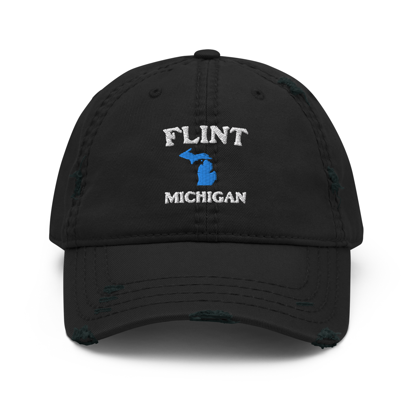 'Flint Michigan' Distressed Dad Hat (w/ Michigan Outline)