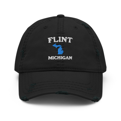 'Flint Michigan' Distressed Dad Hat (w/ Michigan Outline)