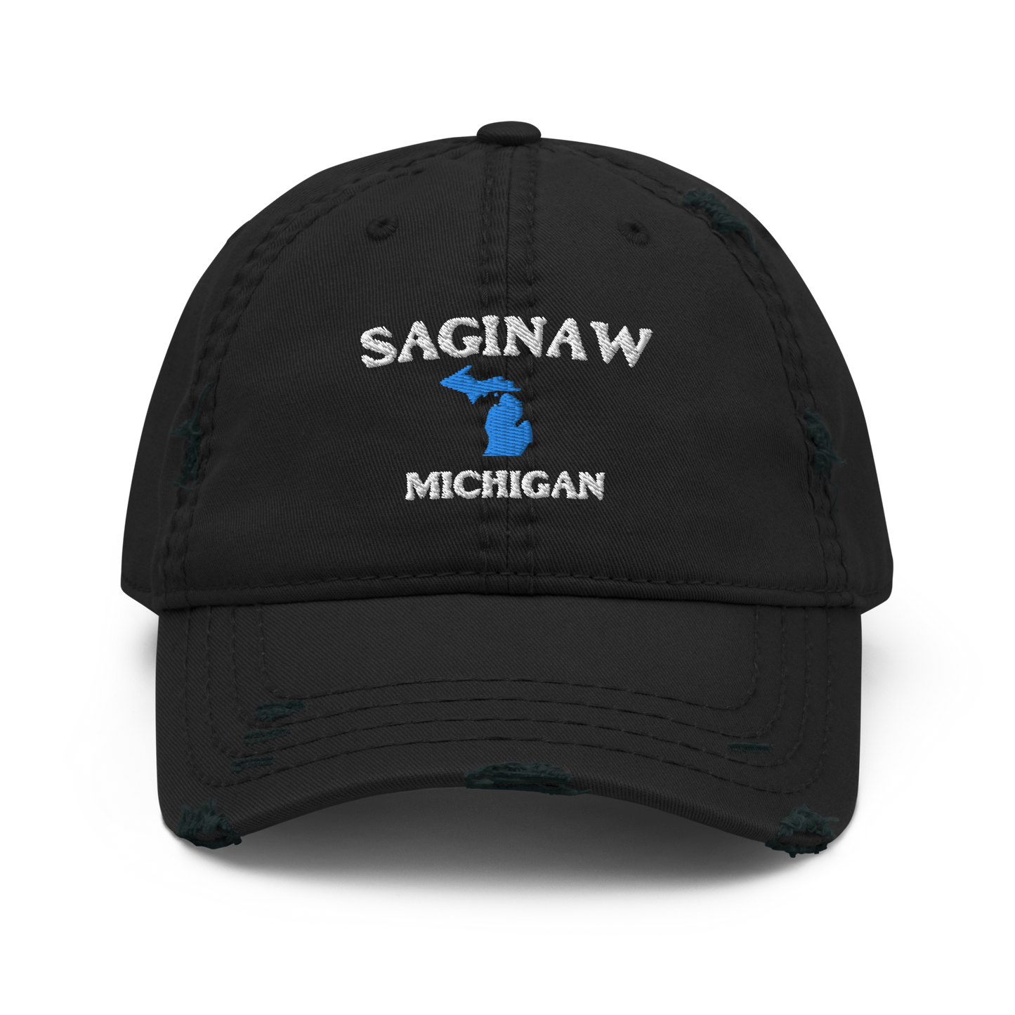 'Saginaw Michigan' Distressed Dad Hat (w/ Michigan Outline)