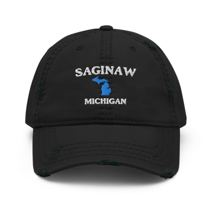 'Saginaw Michigan' Distressed Dad Hat (w/ Michigan Outline)