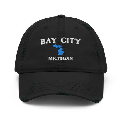 'Bay City Michigan' Distressed Dad Hat (w/ Michigan Outline)