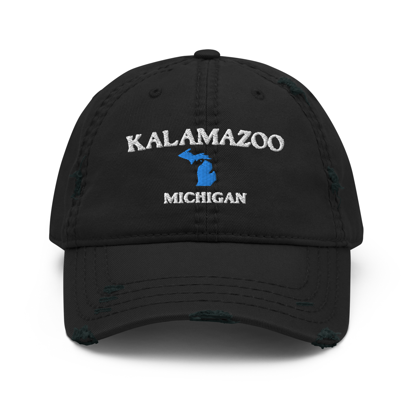 'Kalamazoo Michigan' Distressed Dad Hat (w/ Michigan Outline)