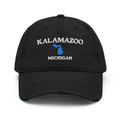 'Kalamazoo Michigan' Distressed Dad Hat (w/ Michigan Outline)