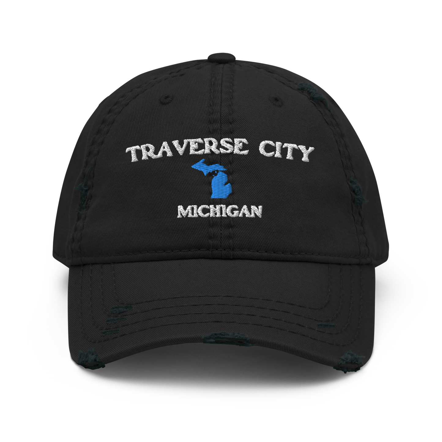 'Traverse City Michigan' Distressed Dad Hat (w/ Michigan Outline)