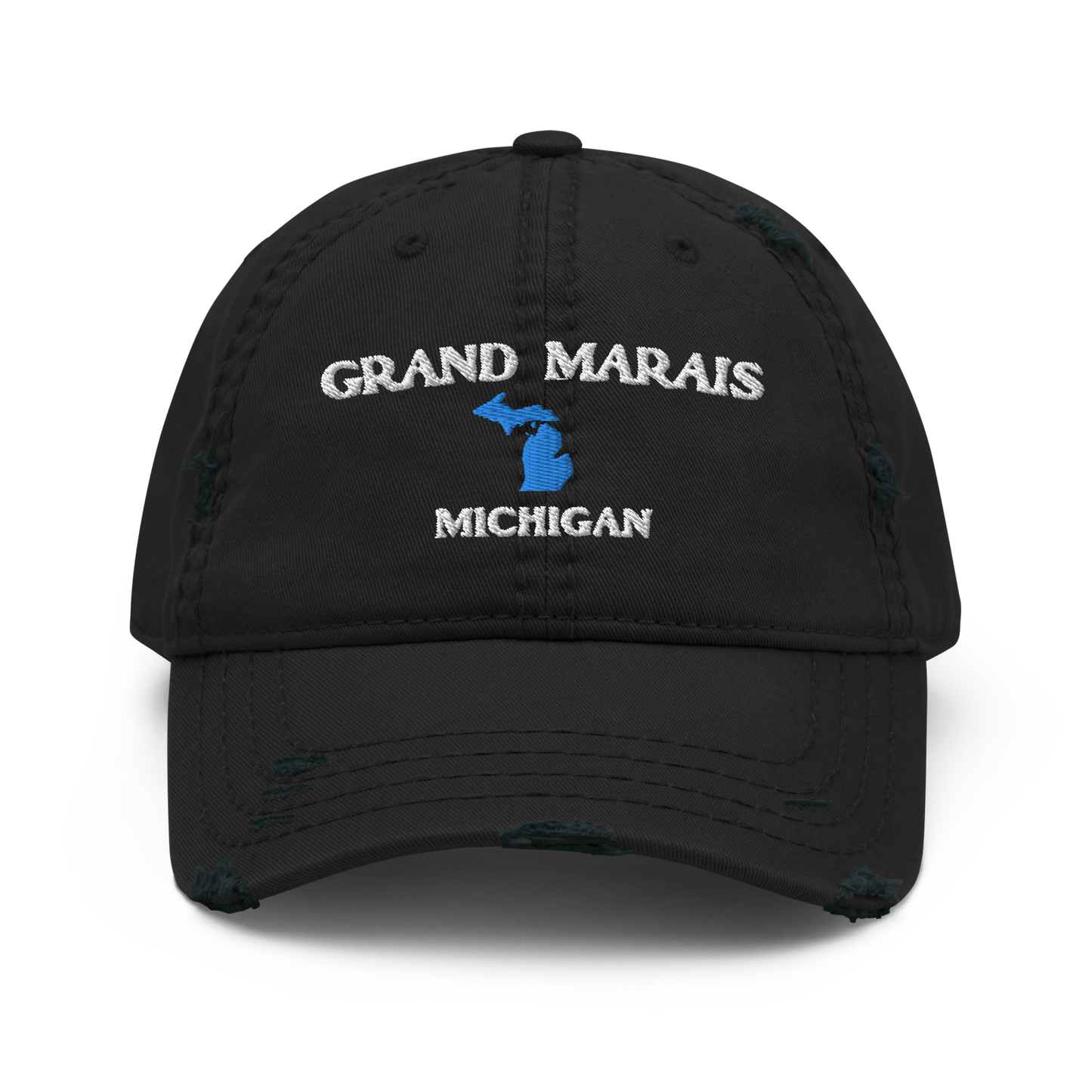 'Grand Marais Michigan' Distressed Dad Hat (w/ Michigan Outline)