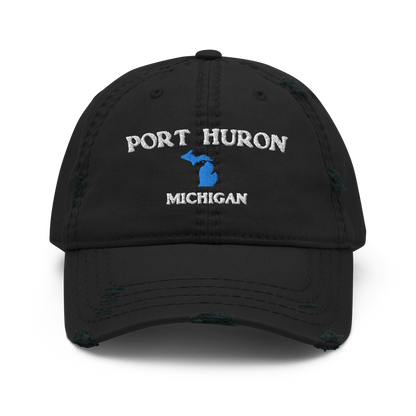 'Port Huron Michigan' Distressed Dad Hat (w/ Michigan Outline)