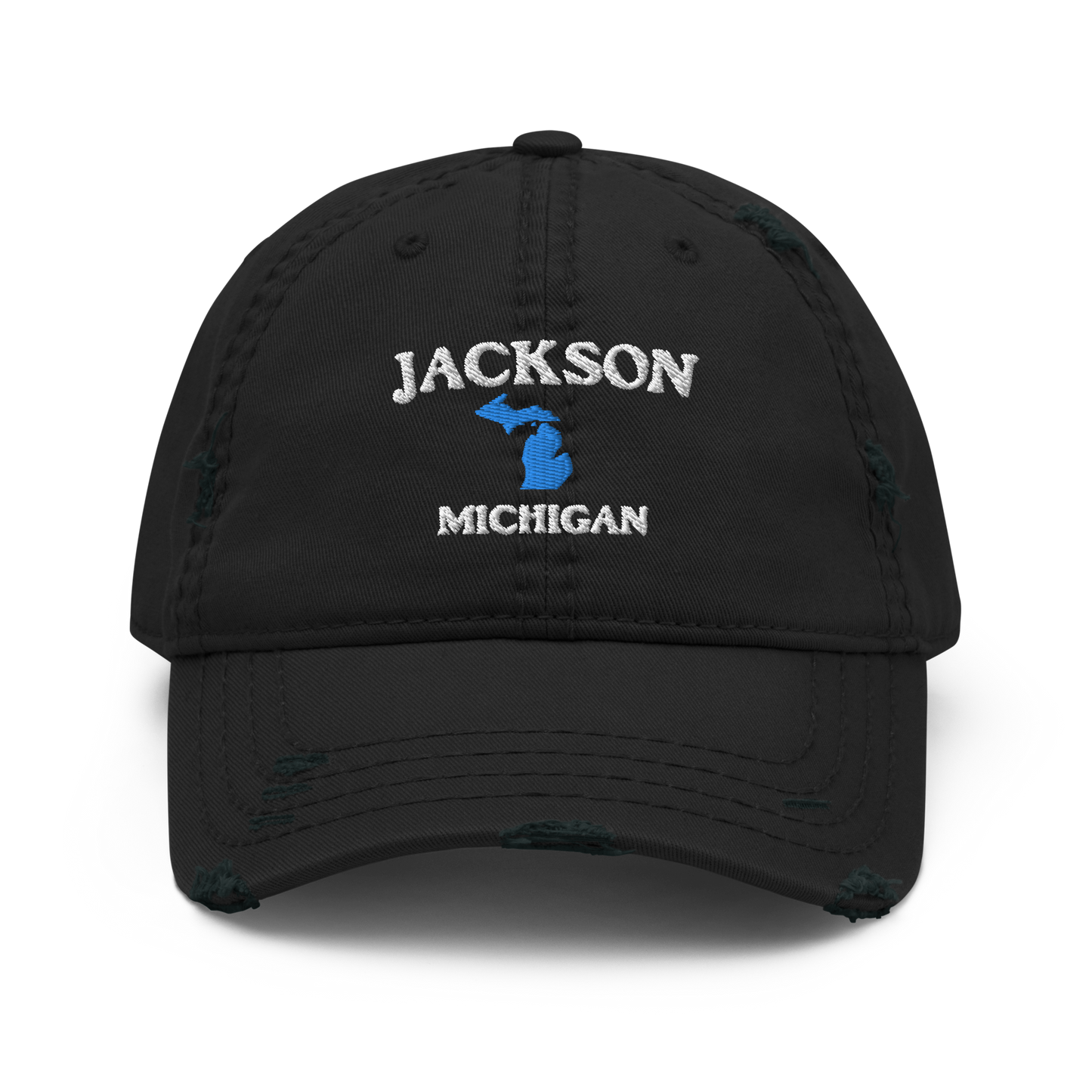 'Jackson Michigan' Distressed Dad Hat (w/ Michigan Outline)