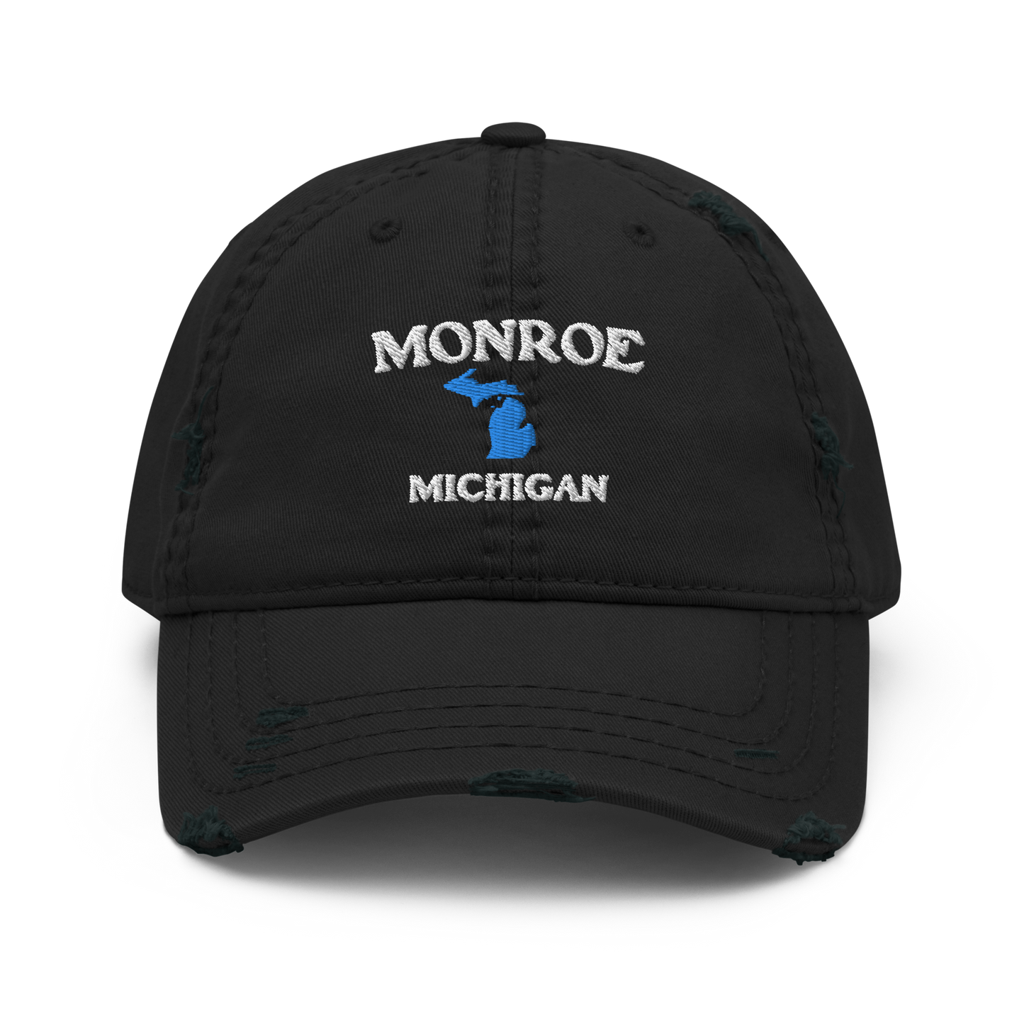 'Monroe Michigan' Distressed Dad Hat (w/ Michigan Outline)