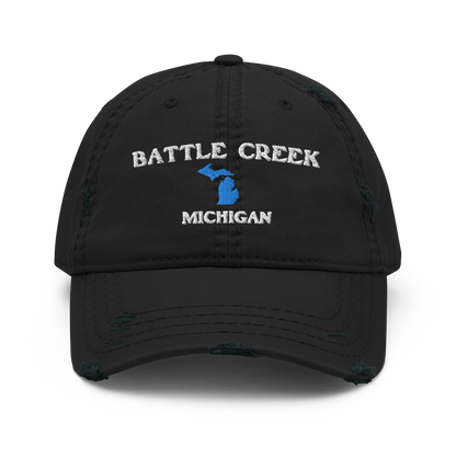 'Battle Creek Michigan' Distressed Dad Hat (w/ Michigan Outline)