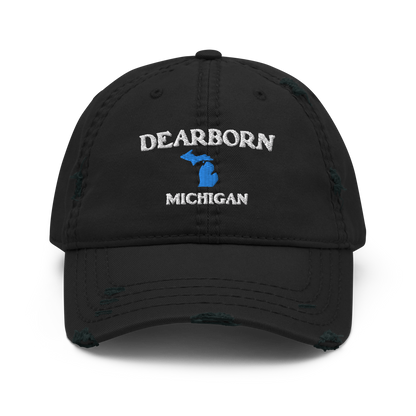 'Dearborn Michigan' Distressed Dad Hat (w/ Michigan Outline)