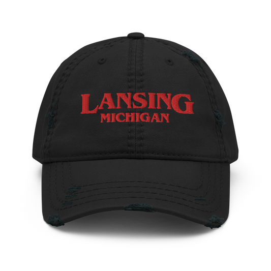 'Lansing Michigan' Distressed Dad Hat (1980s Drama Parody)