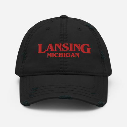 'Lansing Michigan' Distressed Dad Hat (1980s Drama Parody)