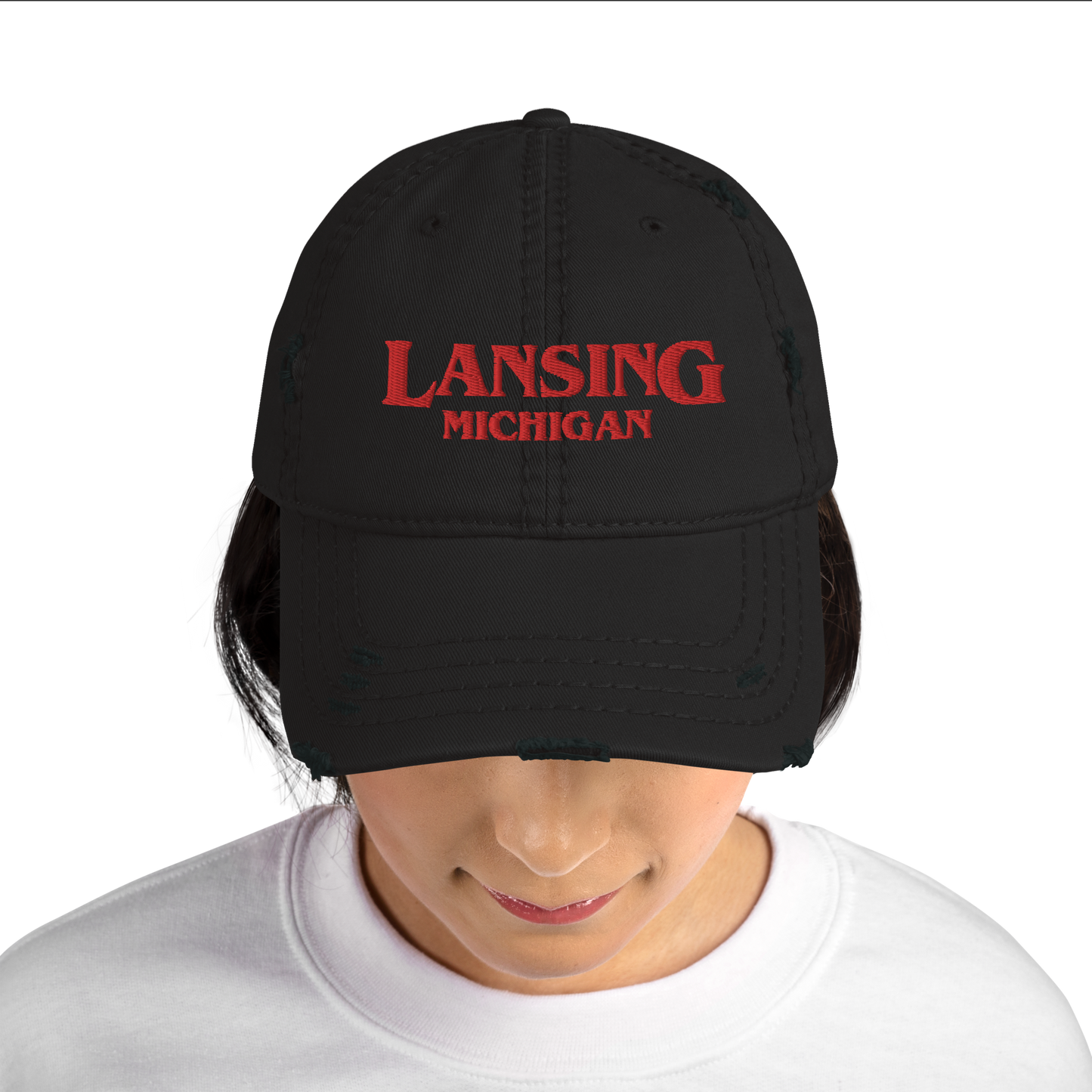 'Lansing Michigan' Distressed Dad Hat (1980s Drama Parody)