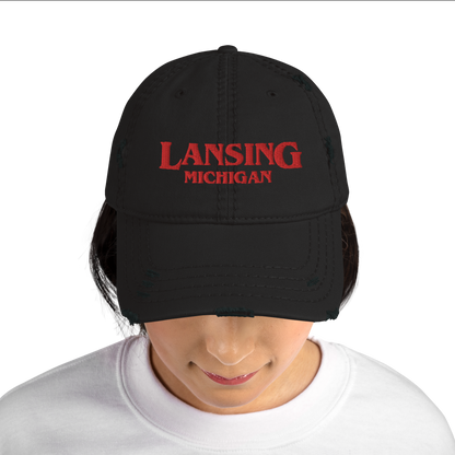 'Lansing Michigan' Distressed Dad Hat (1980s Drama Parody)