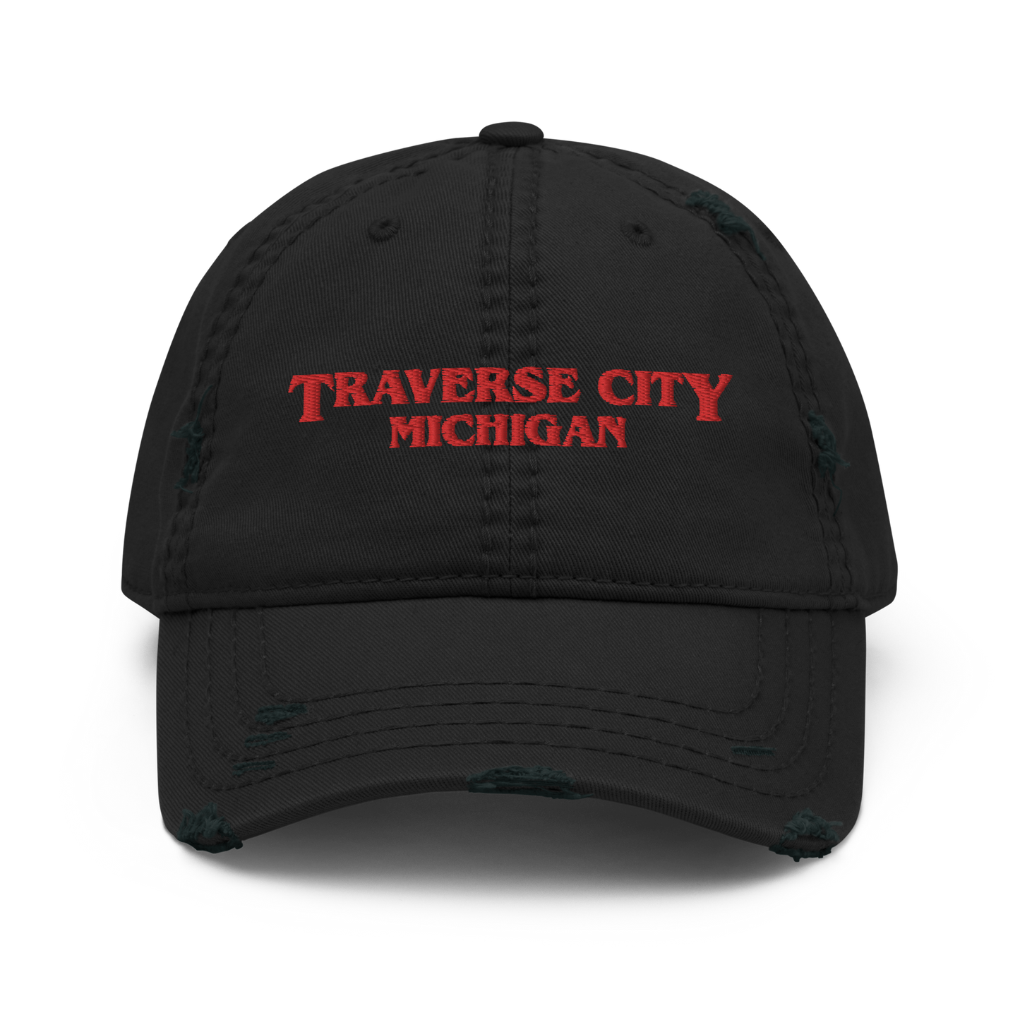 'Traverse City Michigan' Distressed Dad Hat (1980s Drama Parody)