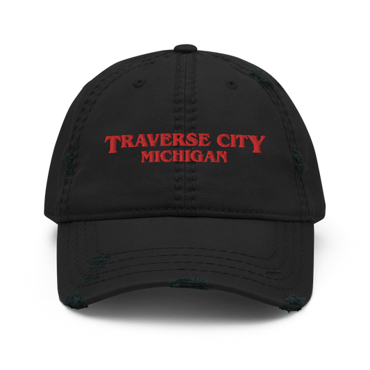 'Traverse City Michigan' Distressed Dad Hat (1980s Drama Parody)