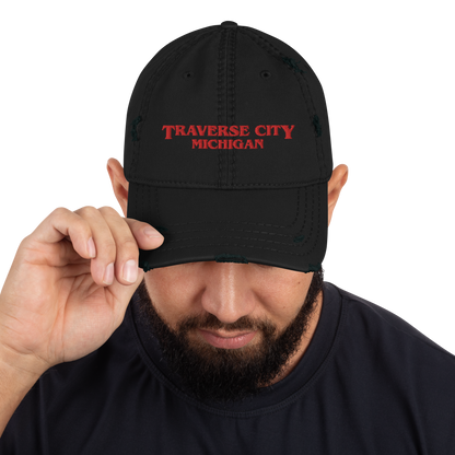 'Traverse City Michigan' Distressed Dad Hat (1980s Drama Parody)