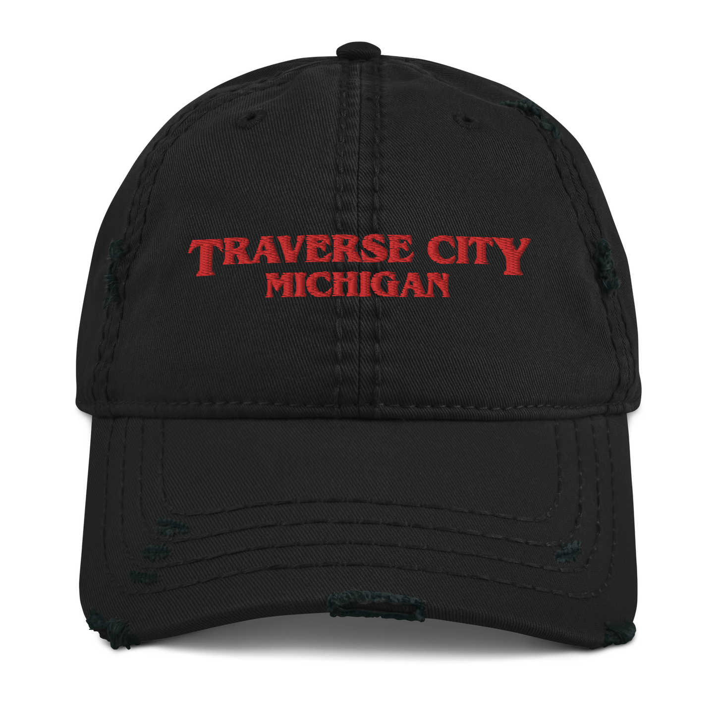 'Traverse City Michigan' Distressed Dad Hat (1980s Drama Parody)