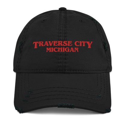 'Traverse City Michigan' Distressed Dad Hat (1980s Drama Parody)