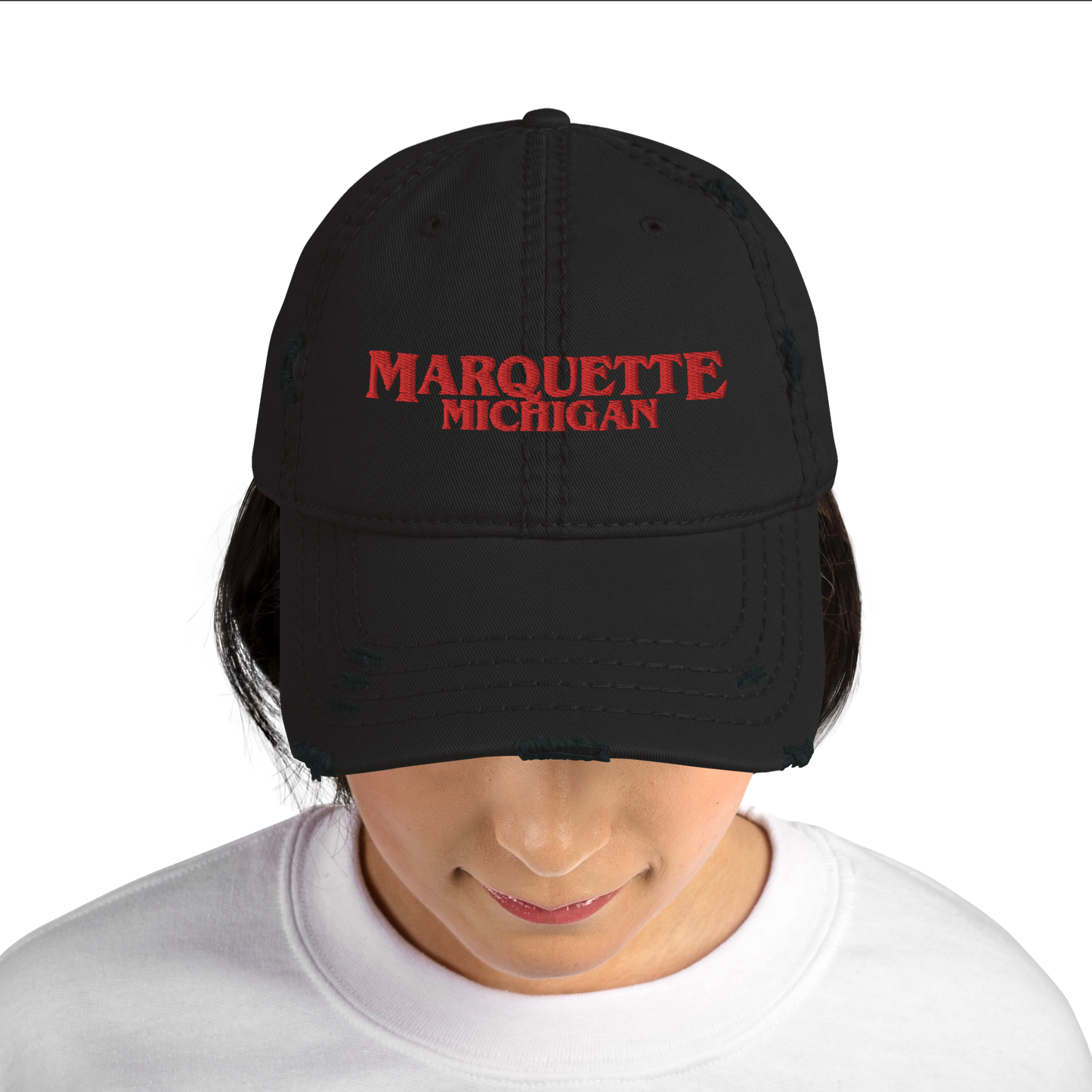 'Marquette Michigan' Distressed Dad Hat (1980s Drama Parody)