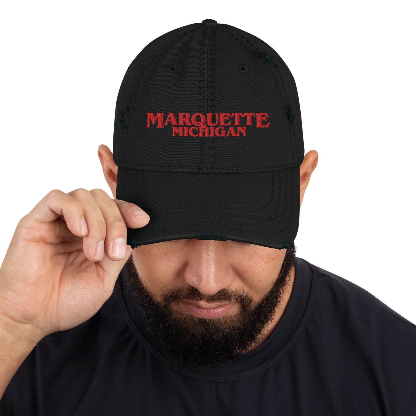 'Marquette Michigan' Distressed Dad Hat (1980s Drama Parody)