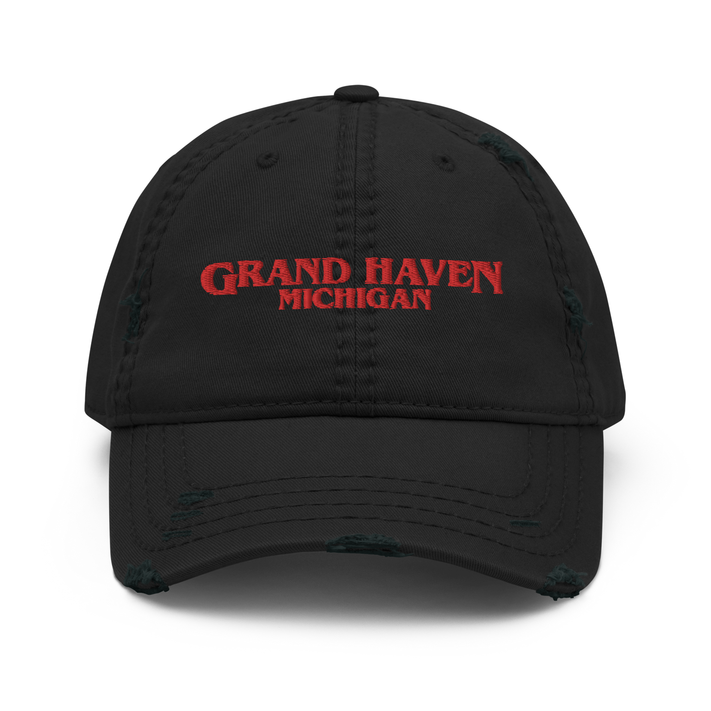 'Grand Haven Michigan' Distressed Dad Hat (1980s Drama Parody)