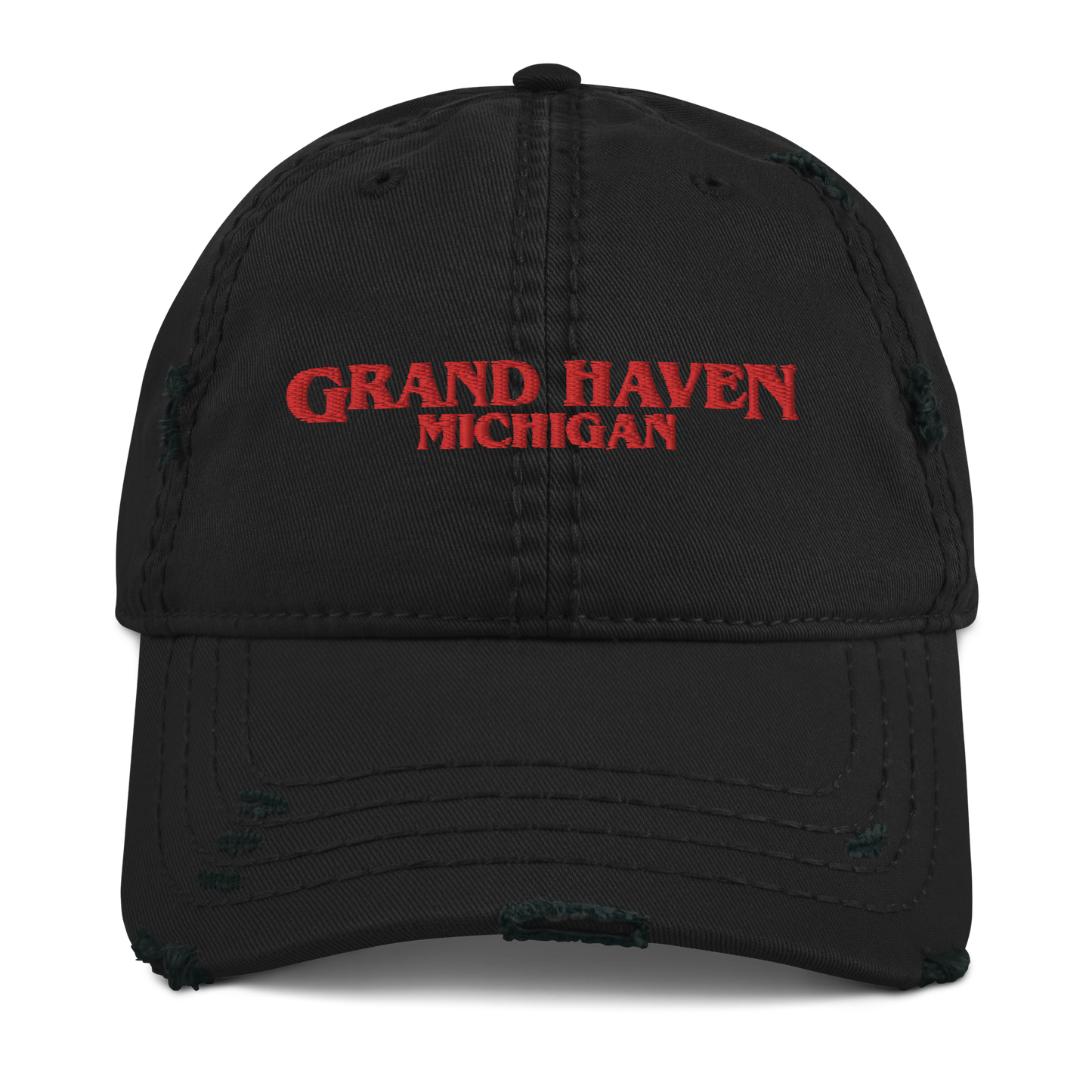 'Grand Haven Michigan' Distressed Dad Hat (1980s Drama Parody)