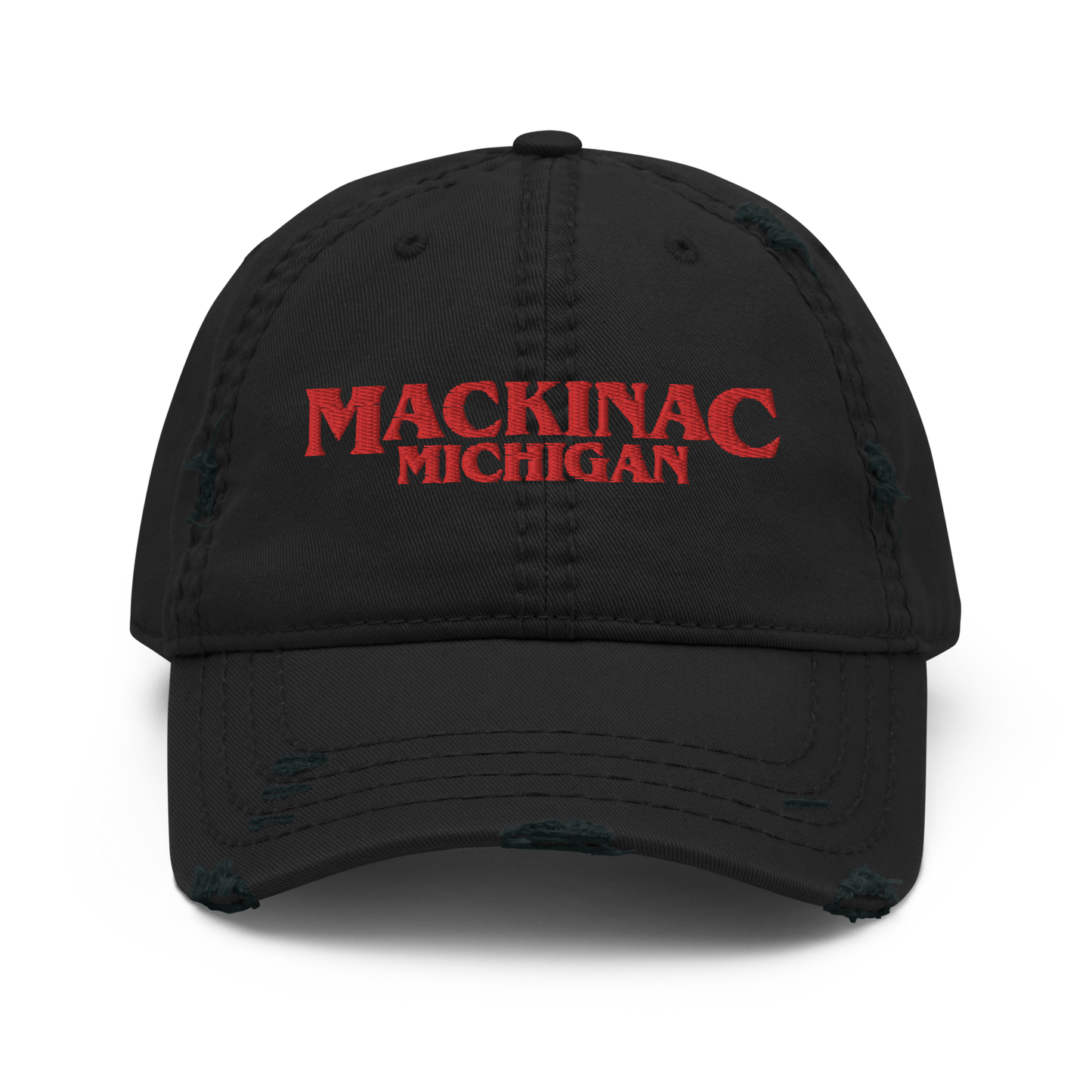 'Mackinac Michigan' Distressed Dad Hat (1980s Drama Parody)