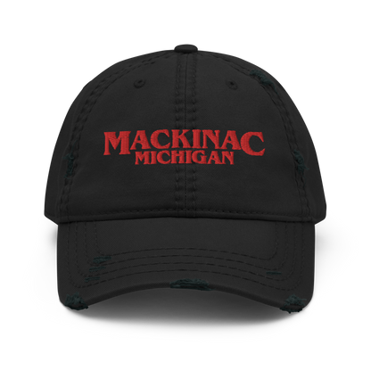 'Mackinac Michigan' Distressed Dad Hat (1980s Drama Parody)