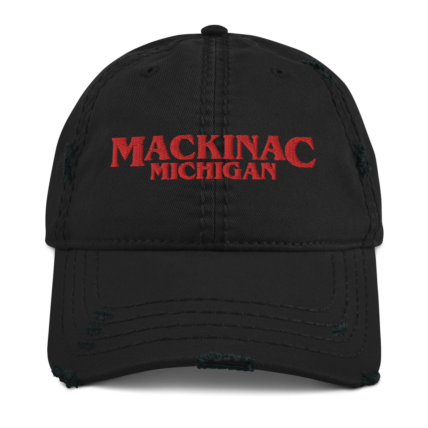 'Mackinac Michigan' Distressed Dad Hat (1980s Drama Parody)