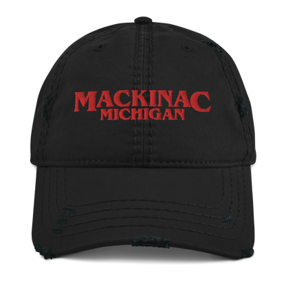 'Mackinac Michigan' Distressed Dad Hat (1980s Drama Parody)