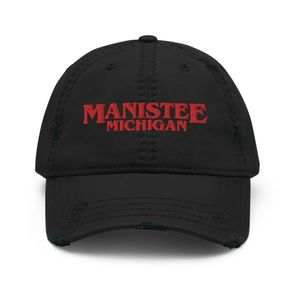 'Manistee Michigan' Distressed Dad Hat (1980s Drama Parody)