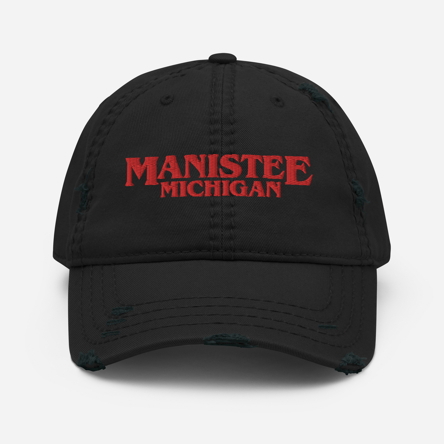 'Manistee Michigan' Distressed Dad Hat (1980s Drama Parody)