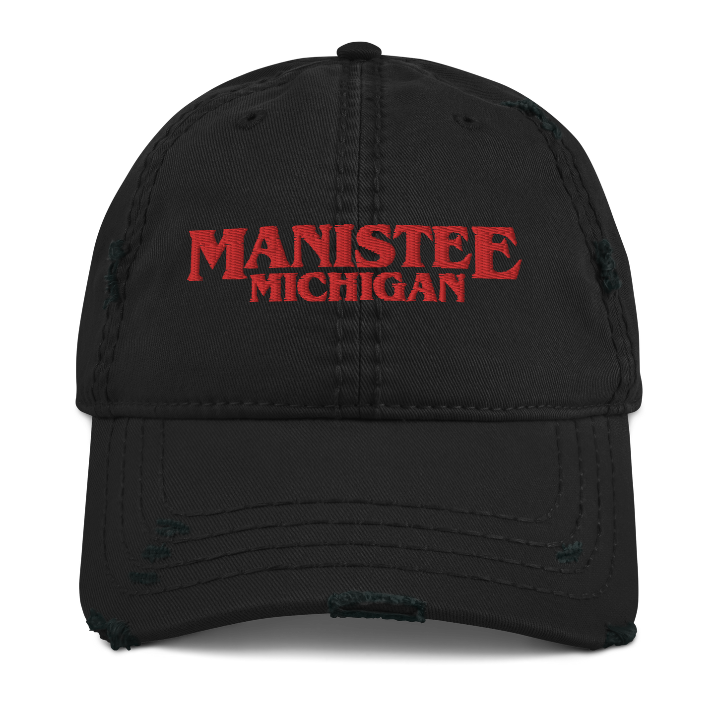 'Manistee Michigan' Distressed Dad Hat (1980s Drama Parody)