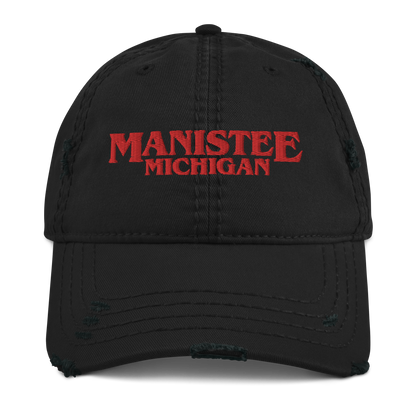 'Manistee Michigan' Distressed Dad Hat (1980s Drama Parody)