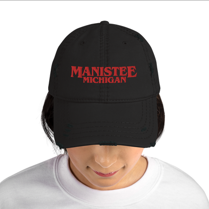 'Manistee Michigan' Distressed Dad Hat (1980s Drama Parody)