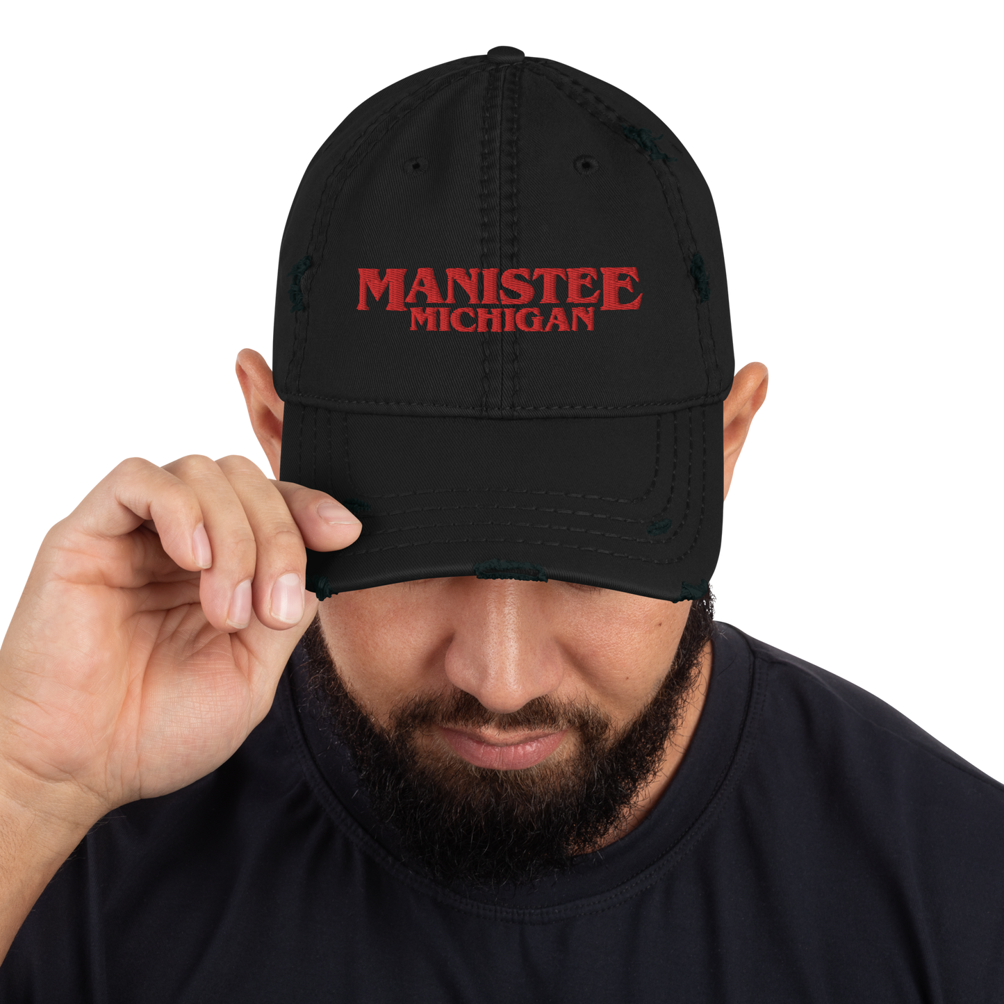 'Manistee Michigan' Distressed Dad Hat (1980s Drama Parody)