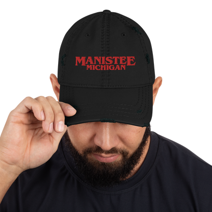 'Manistee Michigan' Distressed Dad Hat (1980s Drama Parody)